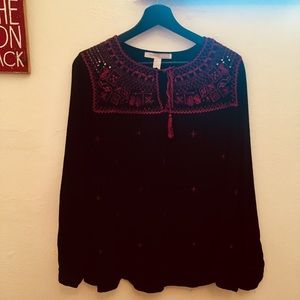 Forever 21 Black embellished bohemian blouse